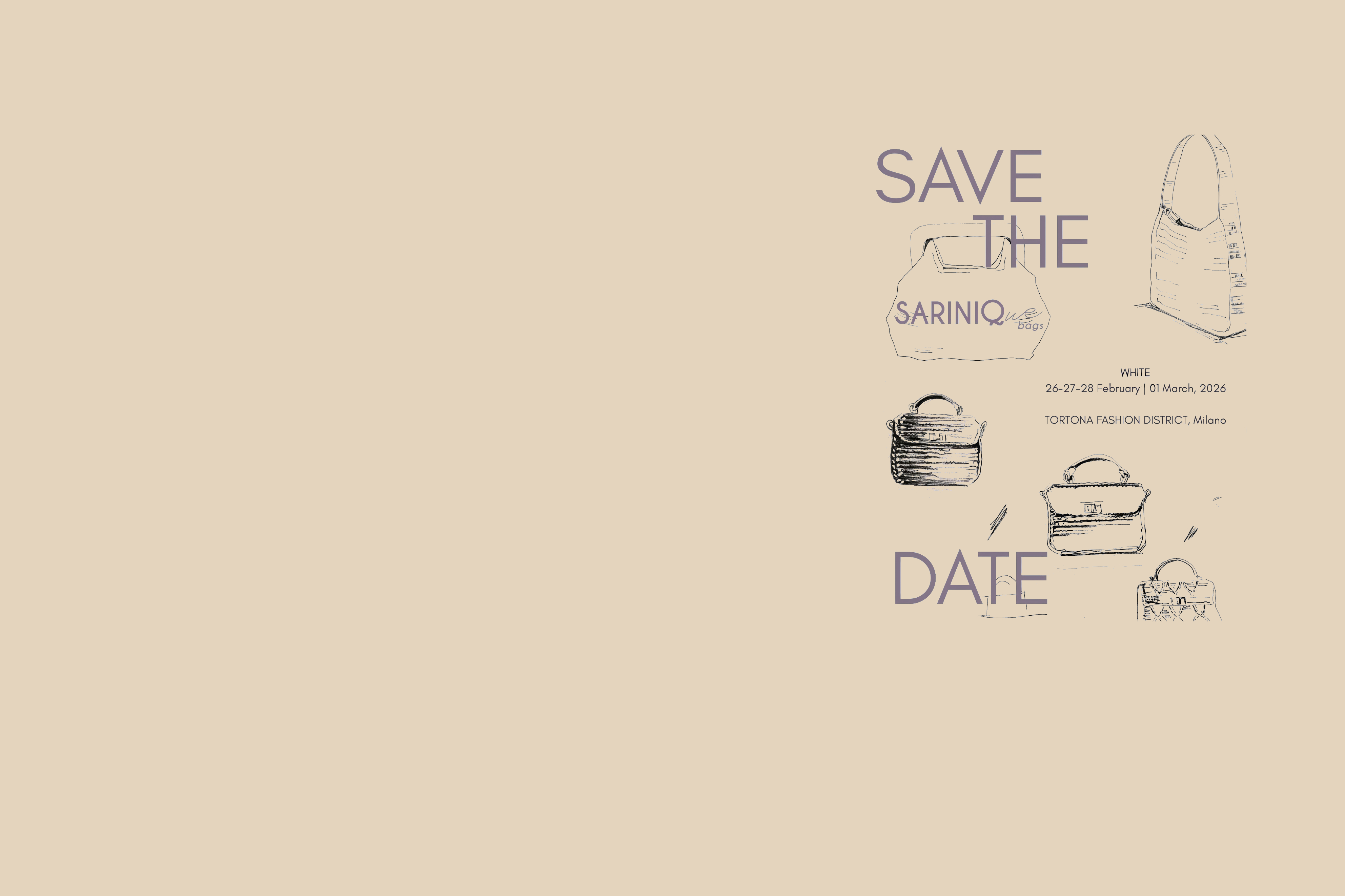 Sarinique Save The Date February 2026, 26-28 February Tortona Fashion District
